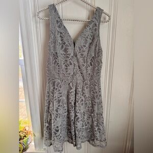 VENUS Silver Lace Strapless A-Line Dress